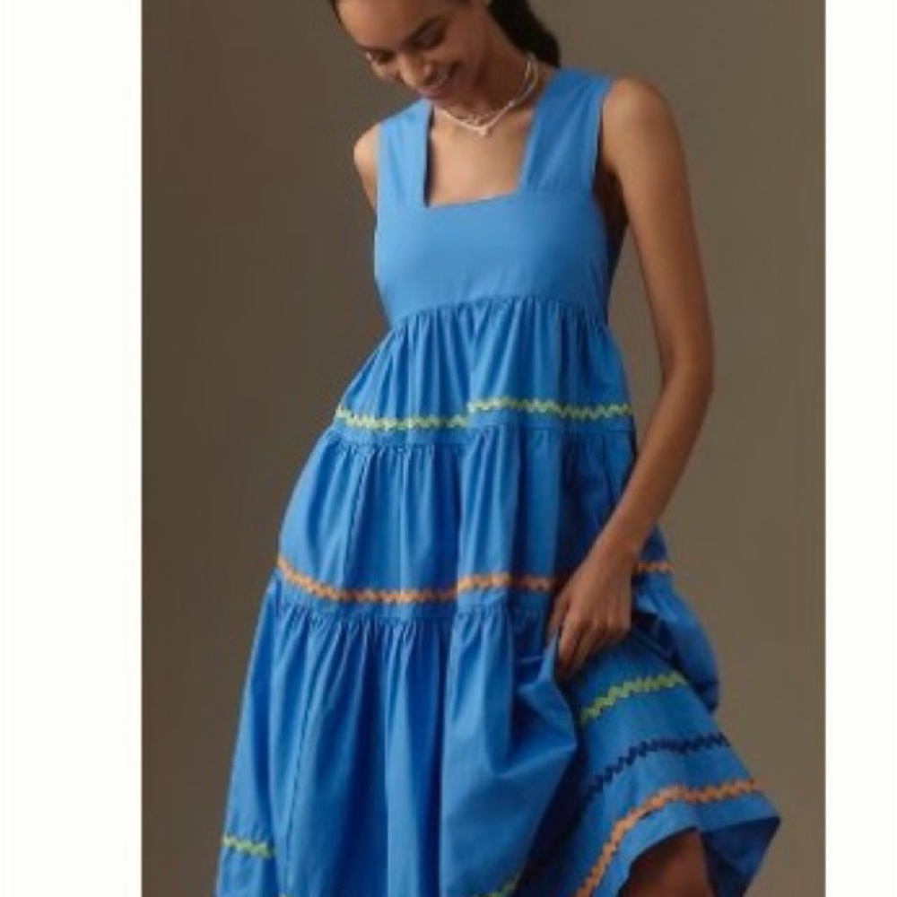 The Helena Square neck tiered midi dress from Anthropologie